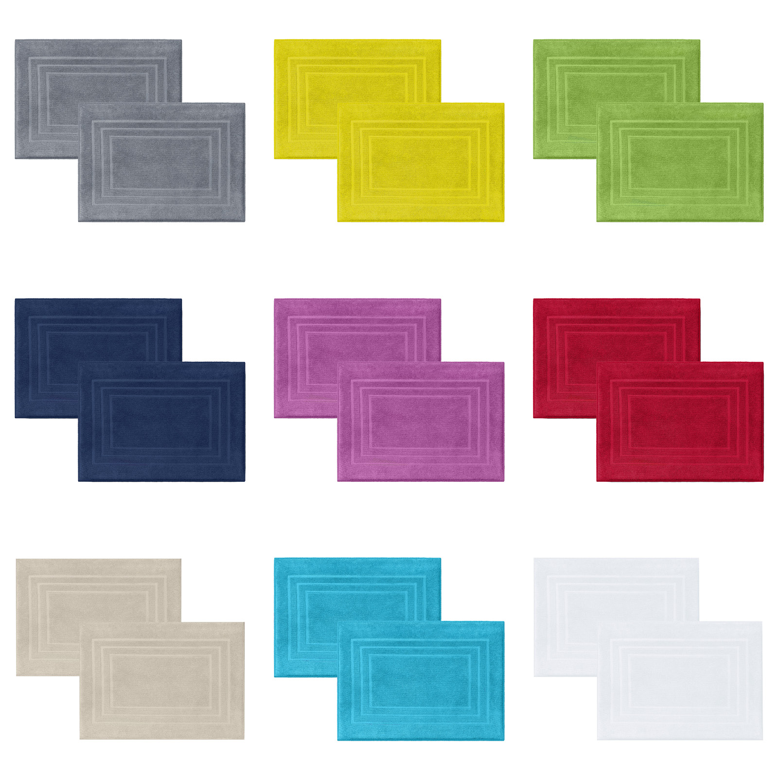 2er Set Duschvorleger 50x70cm – Frottee Badvorleger 100% Baumwolle – Badvorleger