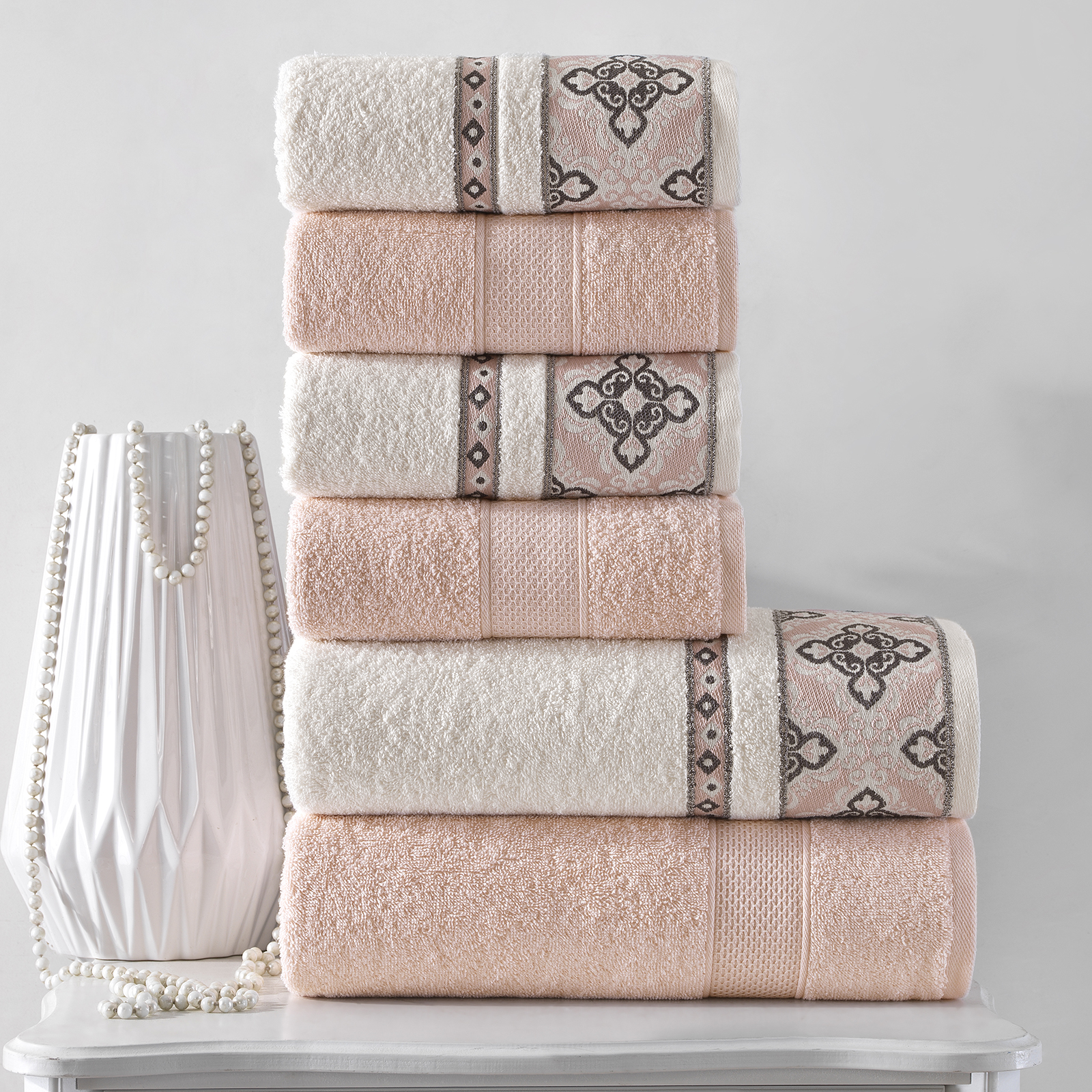 Handtuch Handtücher Duschtuch Duschtücher Frottee Baumwolle Jacquard 6tlg  Set | eBay